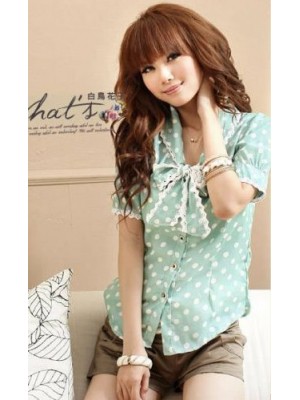 Q5143*Blue Polka Dot Blouse